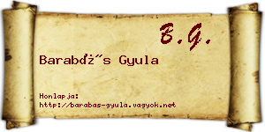 Barabás Gyula névjegykártya
