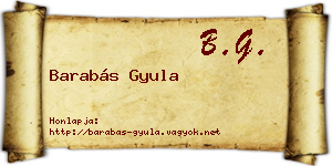 Barabás Gyula névjegykártya